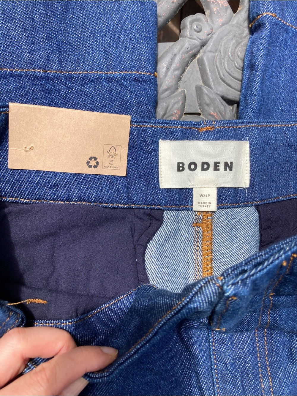 NWT BODEN Stitch Detail Wide Leg Jeans Indigo Dark Wash Size W31P - Picture 9 of 15